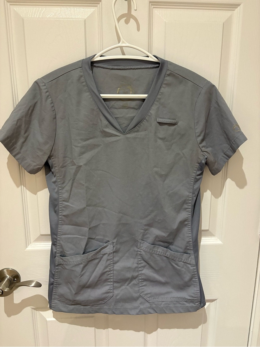 Women's V-Neck Medical Scrub Top in Gray